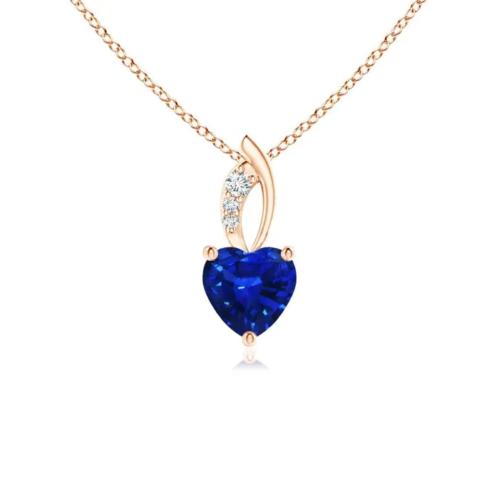 1.3 CT. Heart-Shaped Blue Sapphire Pendant with White Sapphire Accents