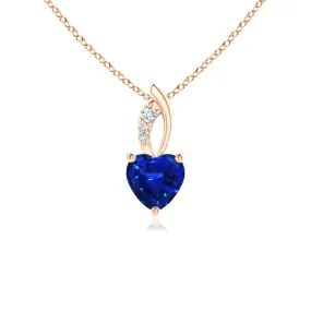 1.3 CT. Heart-Shaped Blue Sapphire Pendant with White Sapphire Accents