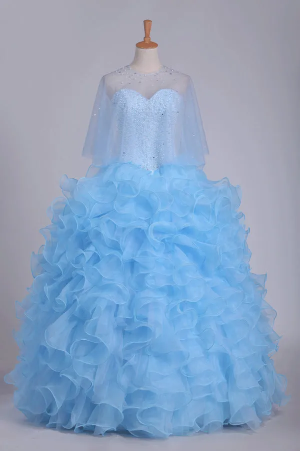 2024 Ball Gown Quinceanera Dresses Sweetheart Beaded Bodice PGYSYEBZ