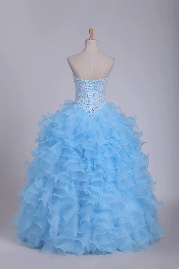 2024 Ball Gown Quinceanera Dresses Sweetheart Beaded Bodice PGYSYEBZ