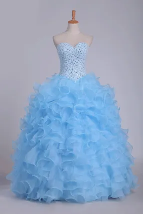 2024 Ball Gown Quinceanera Dresses Sweetheart Beaded Bodice PGYSYEBZ