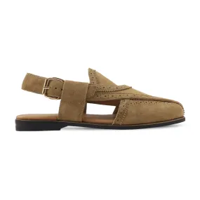 Abbey - Men's Tan Kid Suede Sandal