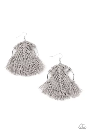 All About MACRAME Silver Earrings - Paparazzi Accessories