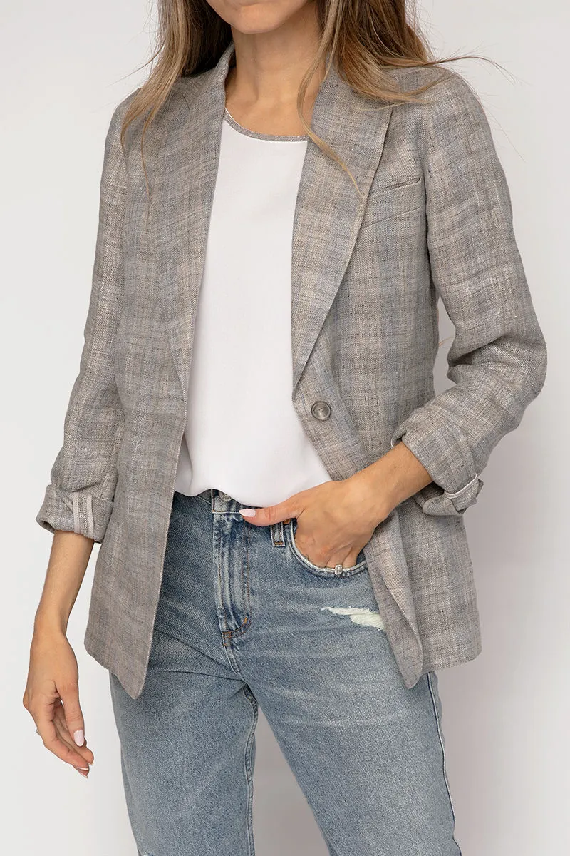 Alpha Linen Blazer in Granito