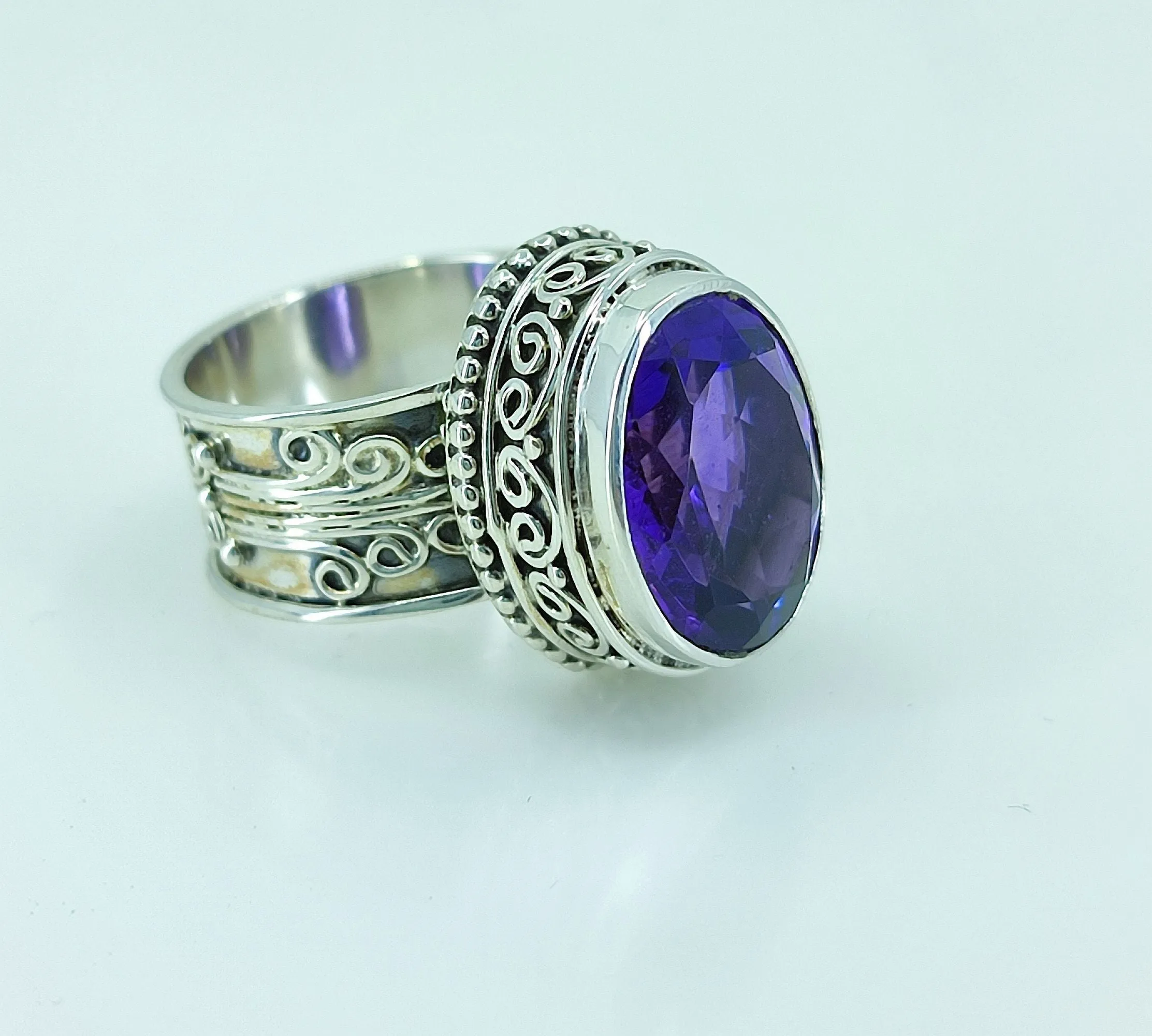 Amethyst Oval 925 Solid Sterling Silver Women Ring Size 4 to 13 US