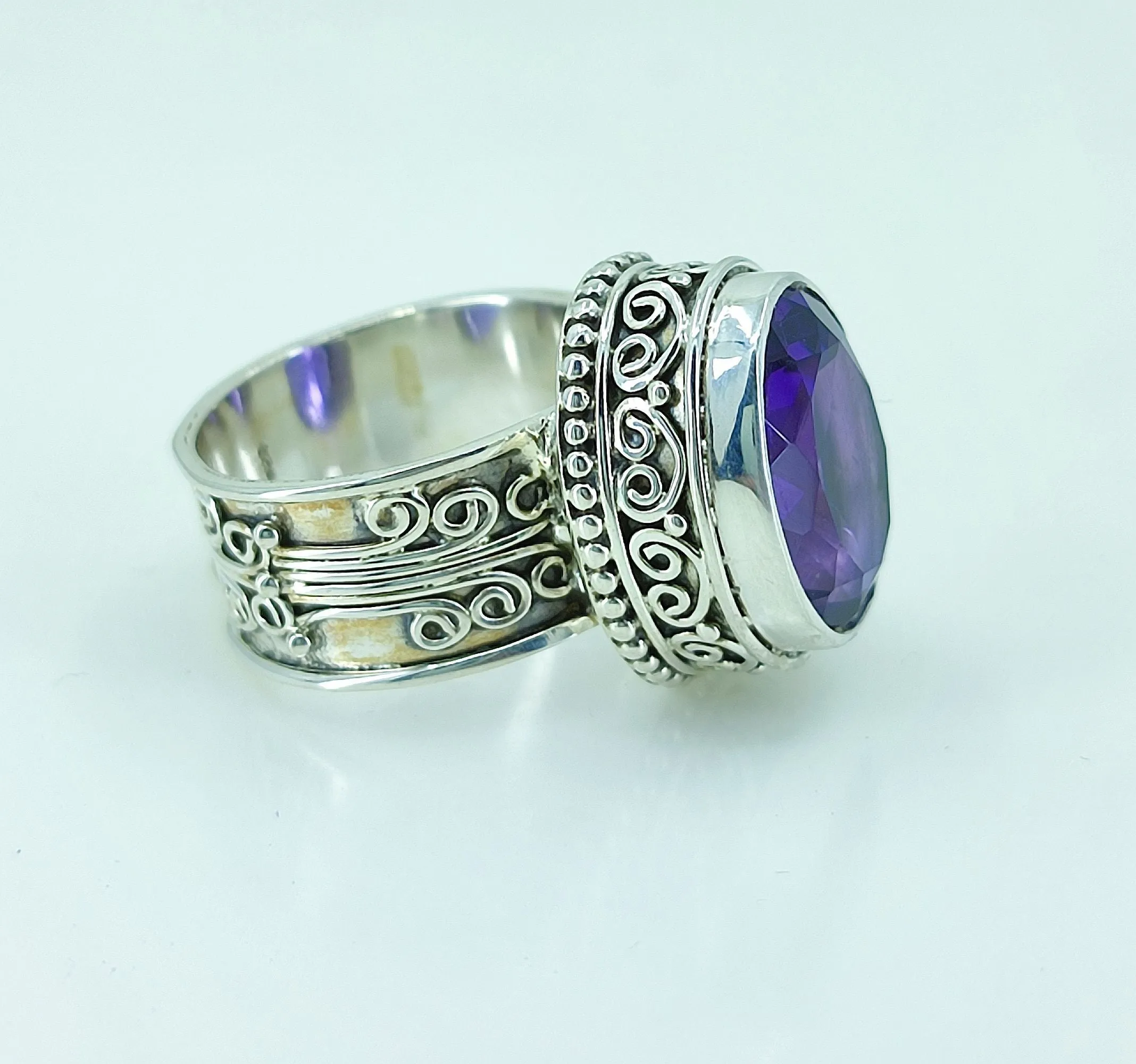 Amethyst Oval 925 Solid Sterling Silver Women Ring Size 4 to 13 US