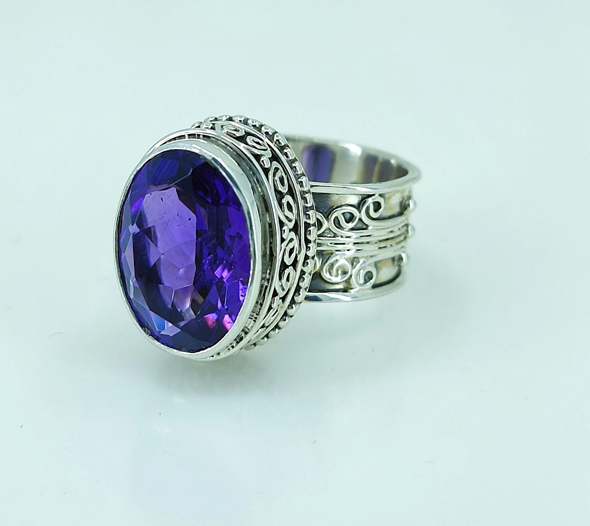 Amethyst Oval 925 Solid Sterling Silver Women Ring Size 4 to 13 US