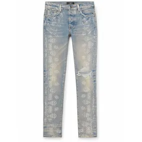 Amiri Skinny Fit Paisley Print Distressed Jeans 'Blue'