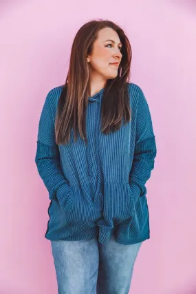 Annie Corded Hoodie-Teal