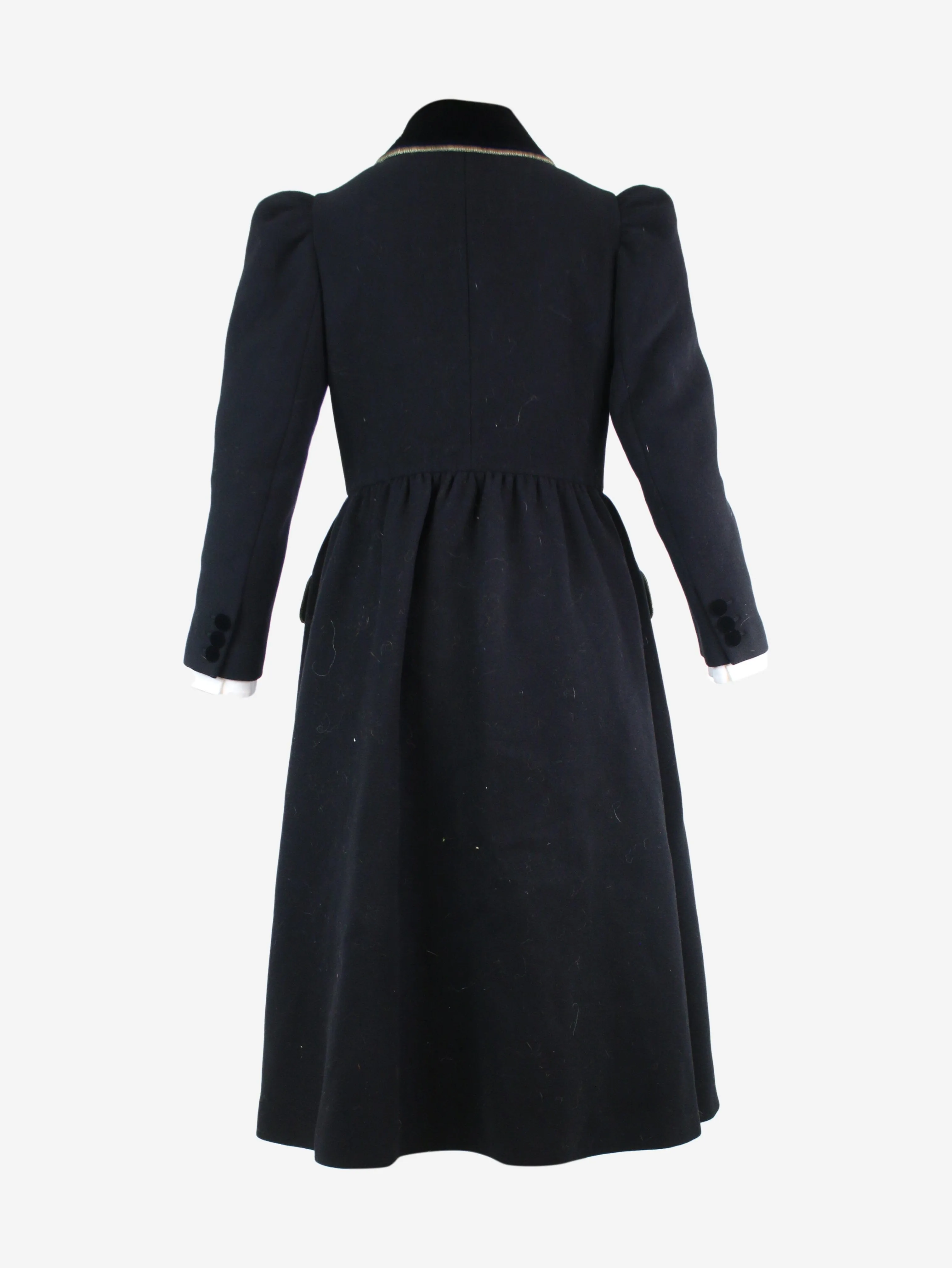 Black wool buttoned coat - size UK 10