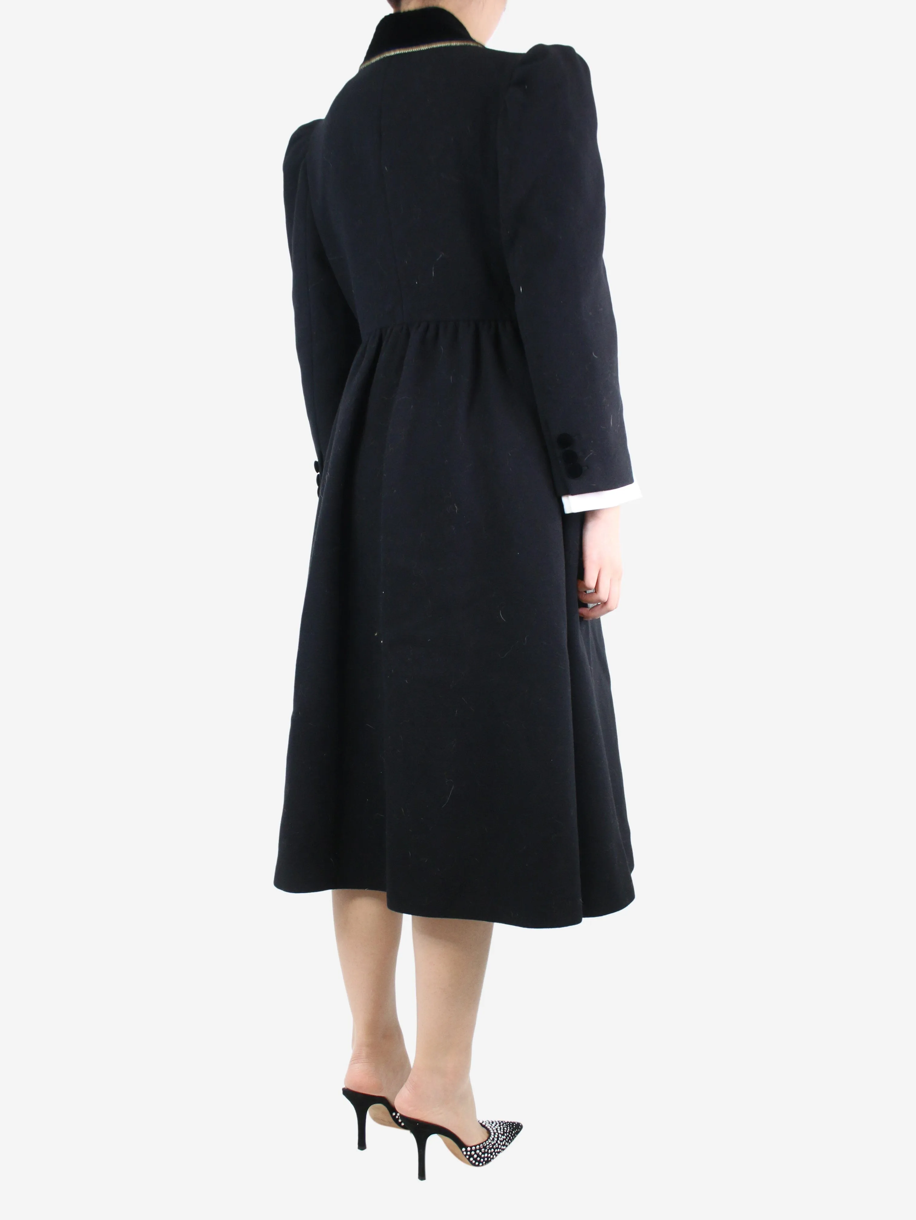 Black wool buttoned coat - size UK 10