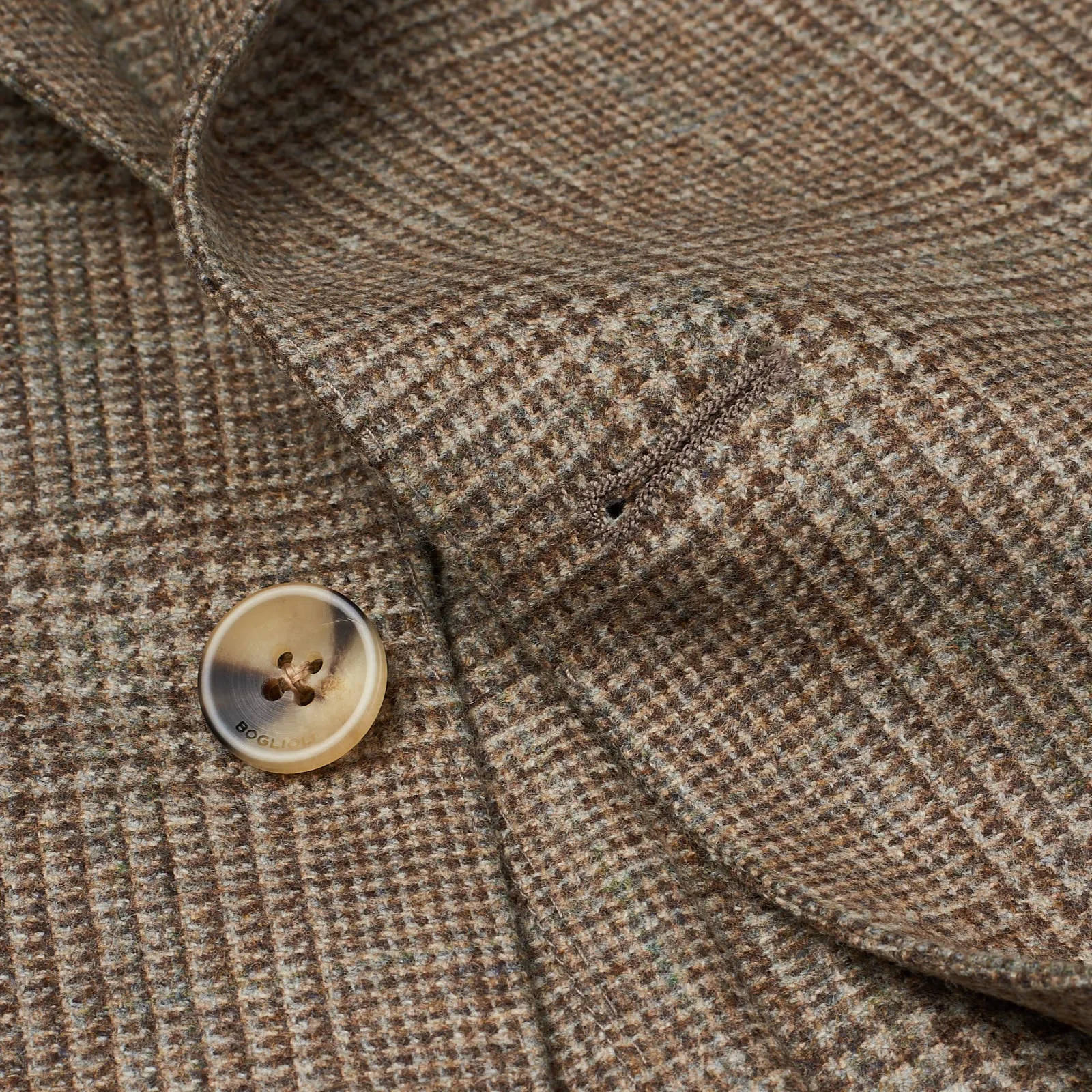 BOGLIOLI "K.Jacket" Beige Plaid Virgin Wool Unlined Peak Lapel Jacket EU 50 NEW US 40