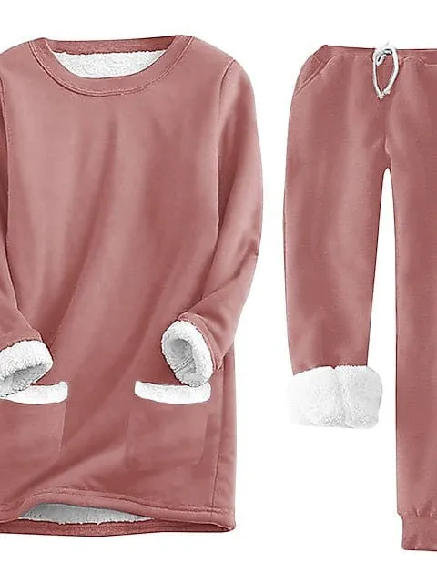 Casual Fleece Women's Sweatshirt and Pants Set