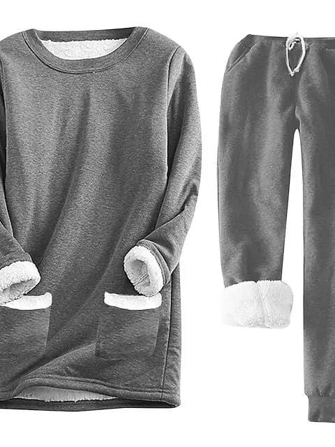 Casual Fleece Women's Sweatshirt and Pants Set