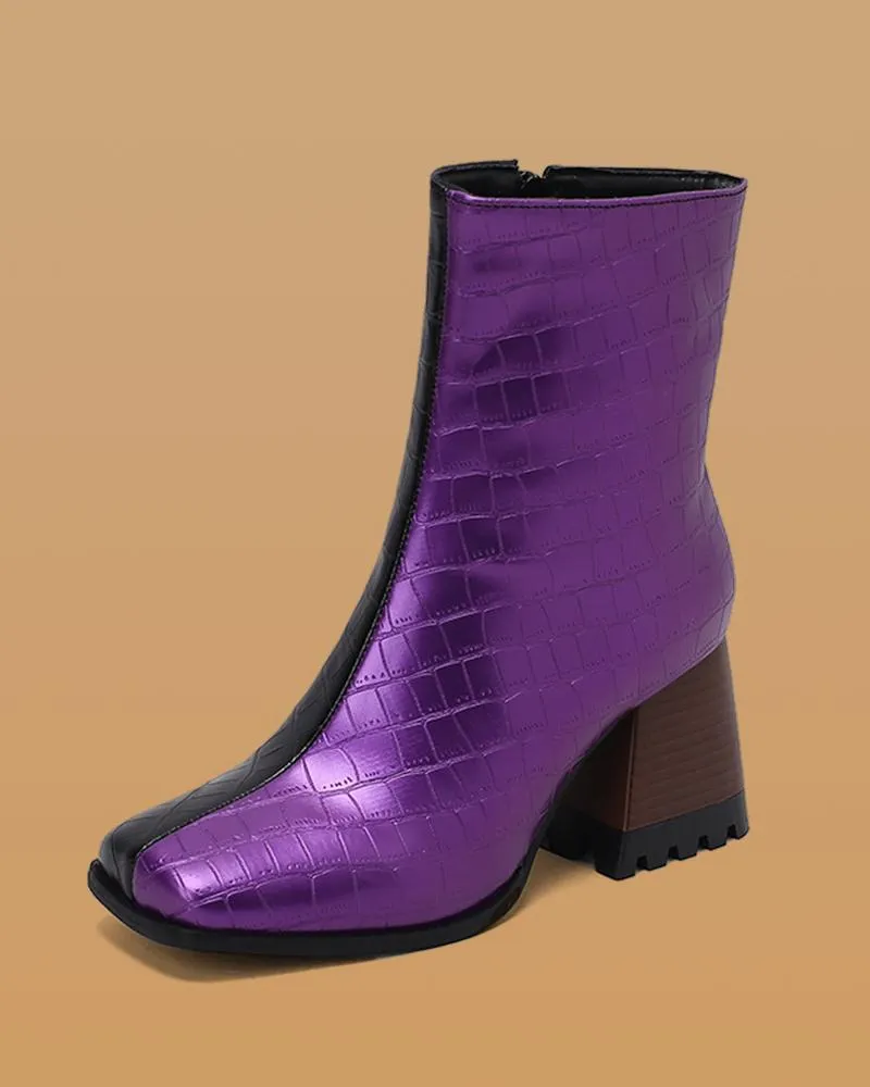 Color-Blocking Ankle Boots