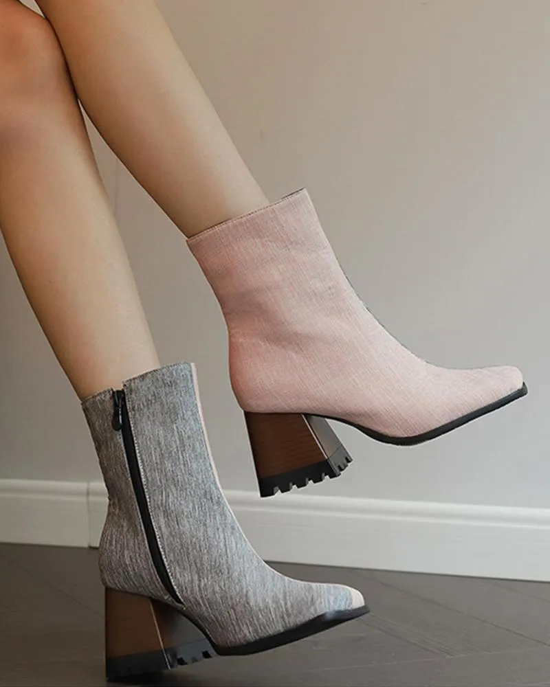 Color-Blocking Ankle Boots