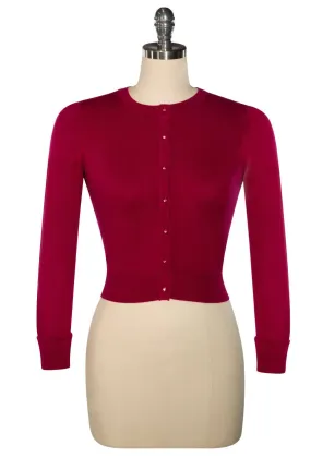 D'Amour Long Sleeve Crop Cardigan (Burgundy)