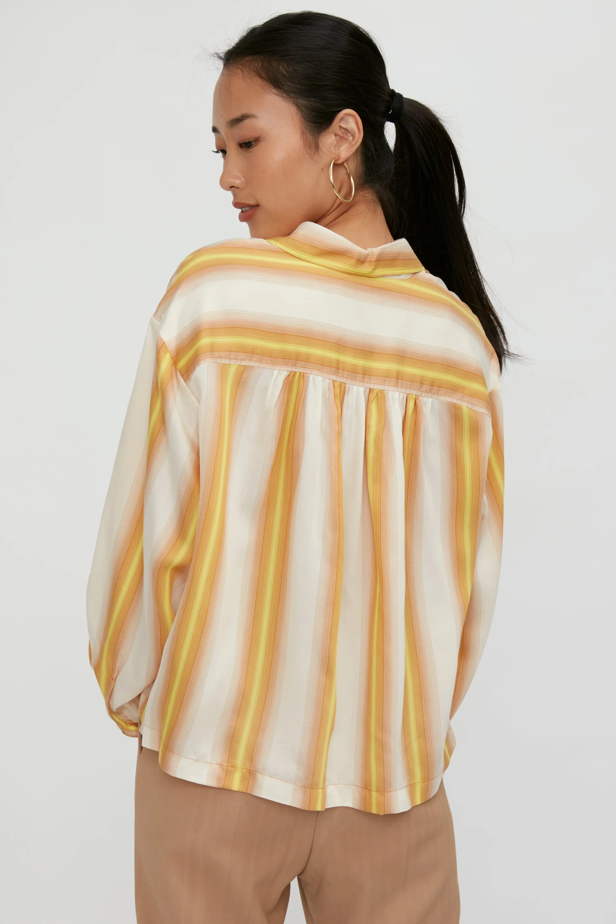 Degradé Stripe Shirt with Crystals in Ambra