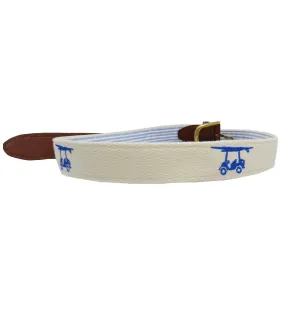 Embroidered Golf Cart Belt - White