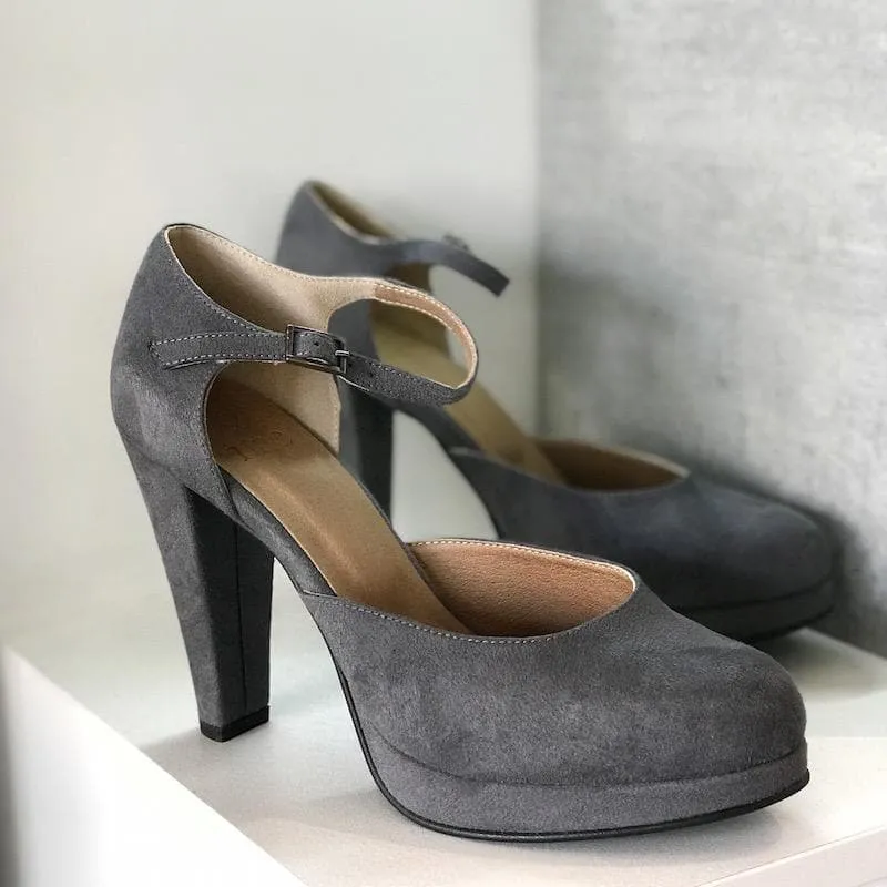 'Erica' women's vegan high heels mary-janes by NAE - charcoal