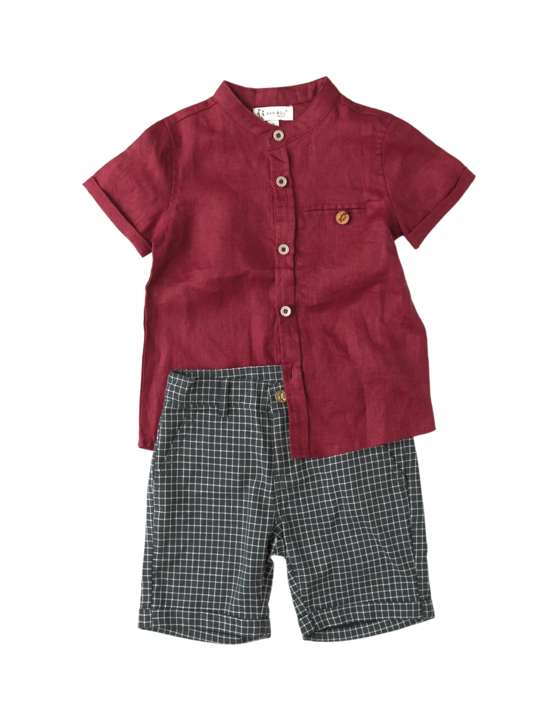 Ethan Boys Linen Shirt - Crimson