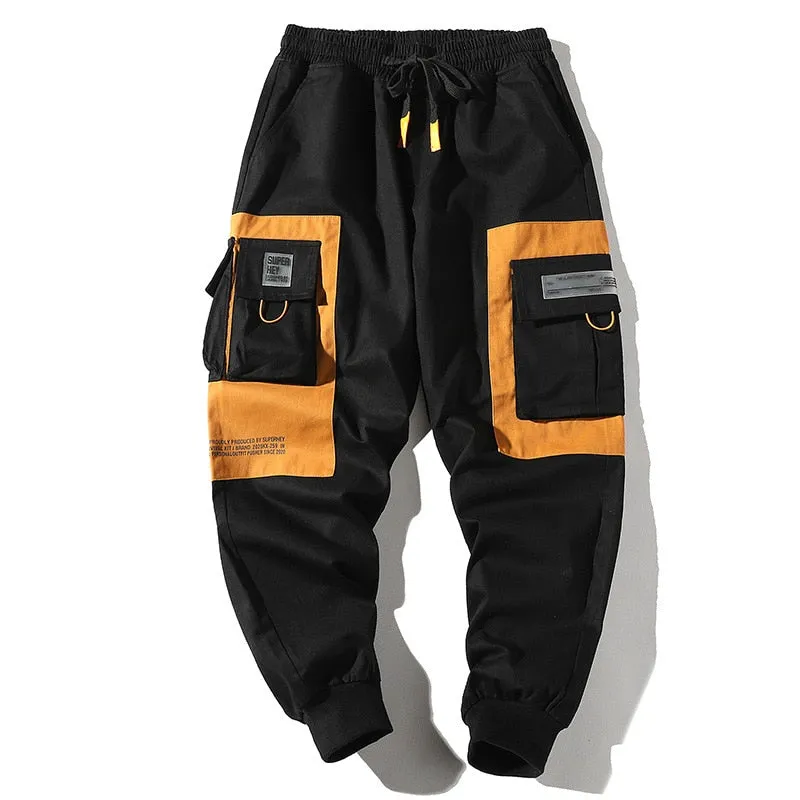 Foesce -Hip Hop Men Multi-pocket Elastic Waist Design Harem Pant Street Punk Hip Hop Casual Trousers Joggers Male Cargo Pants