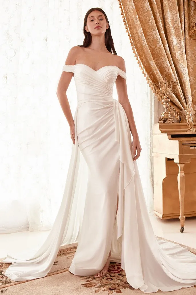 Forever & Ever | Draped Off the Shoulder Bridal Gown with Overskirt | LaDivine WN315