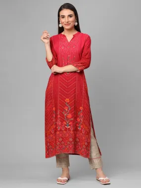 Fuschia Floral Printed Kurta