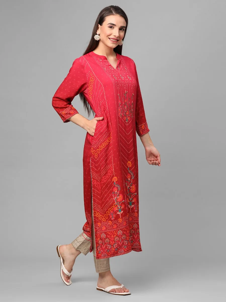 Fuschia Floral Printed Kurta