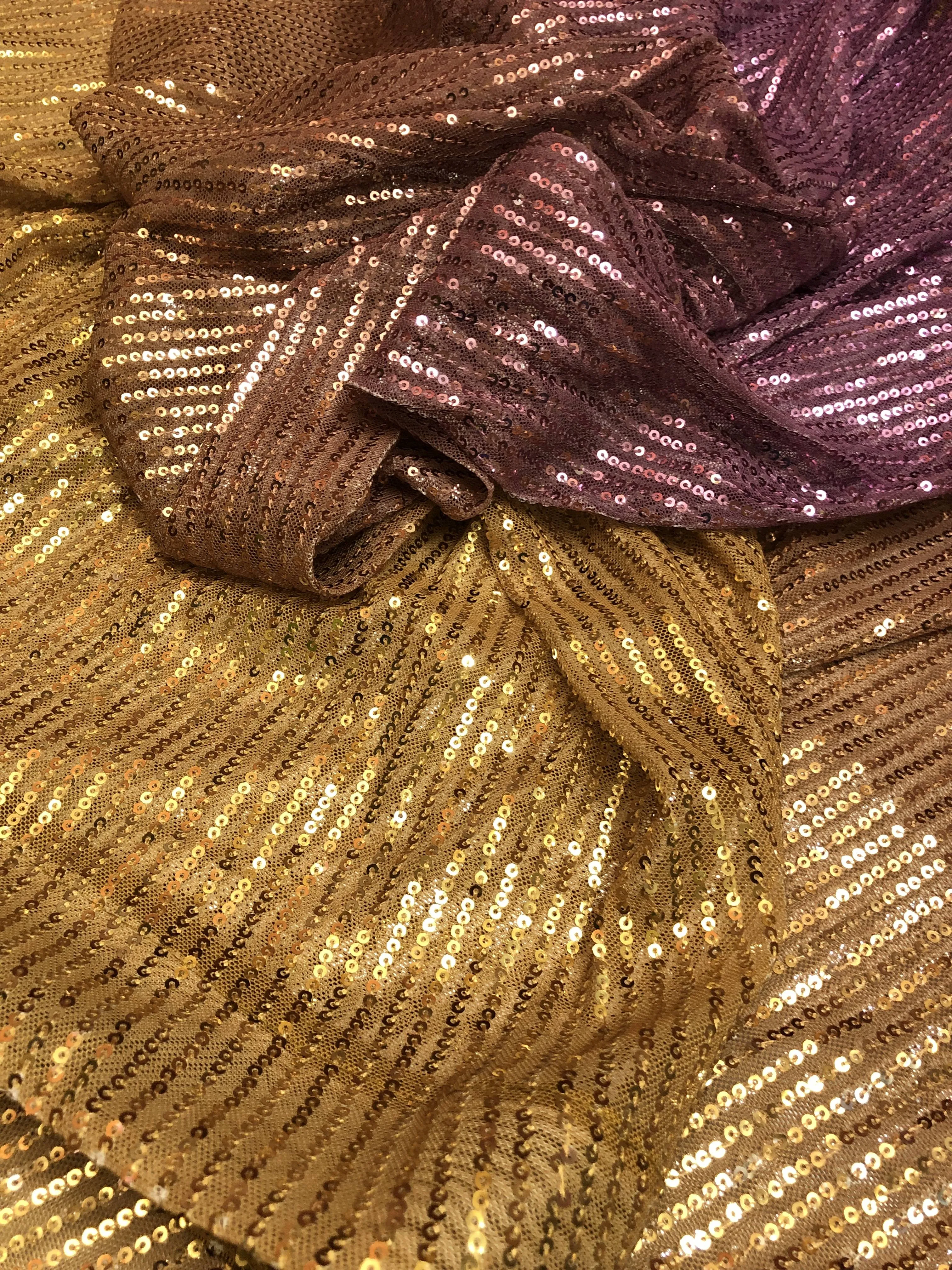 Golden and Violet Color Designer Net Saree with Sequin Weaving Allover