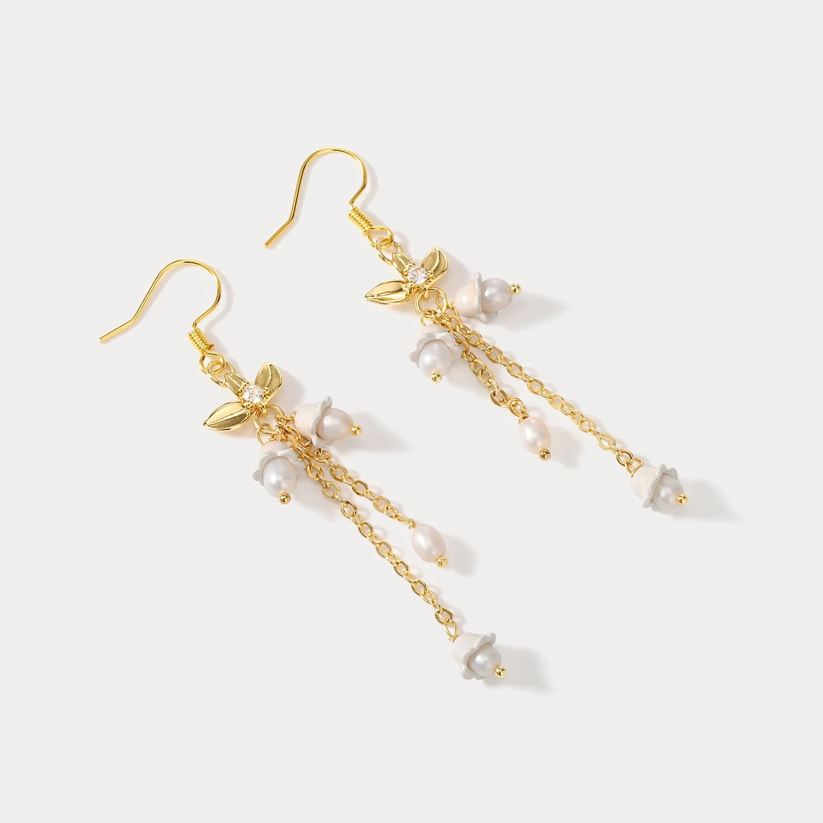 Golden Lily of The Valley Earrings