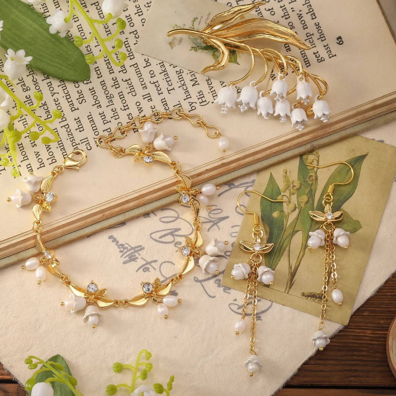 Golden Lily of The Valley Earrings