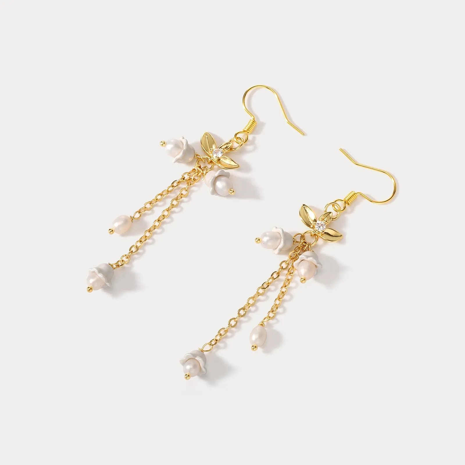 Golden Lily of The Valley Earrings