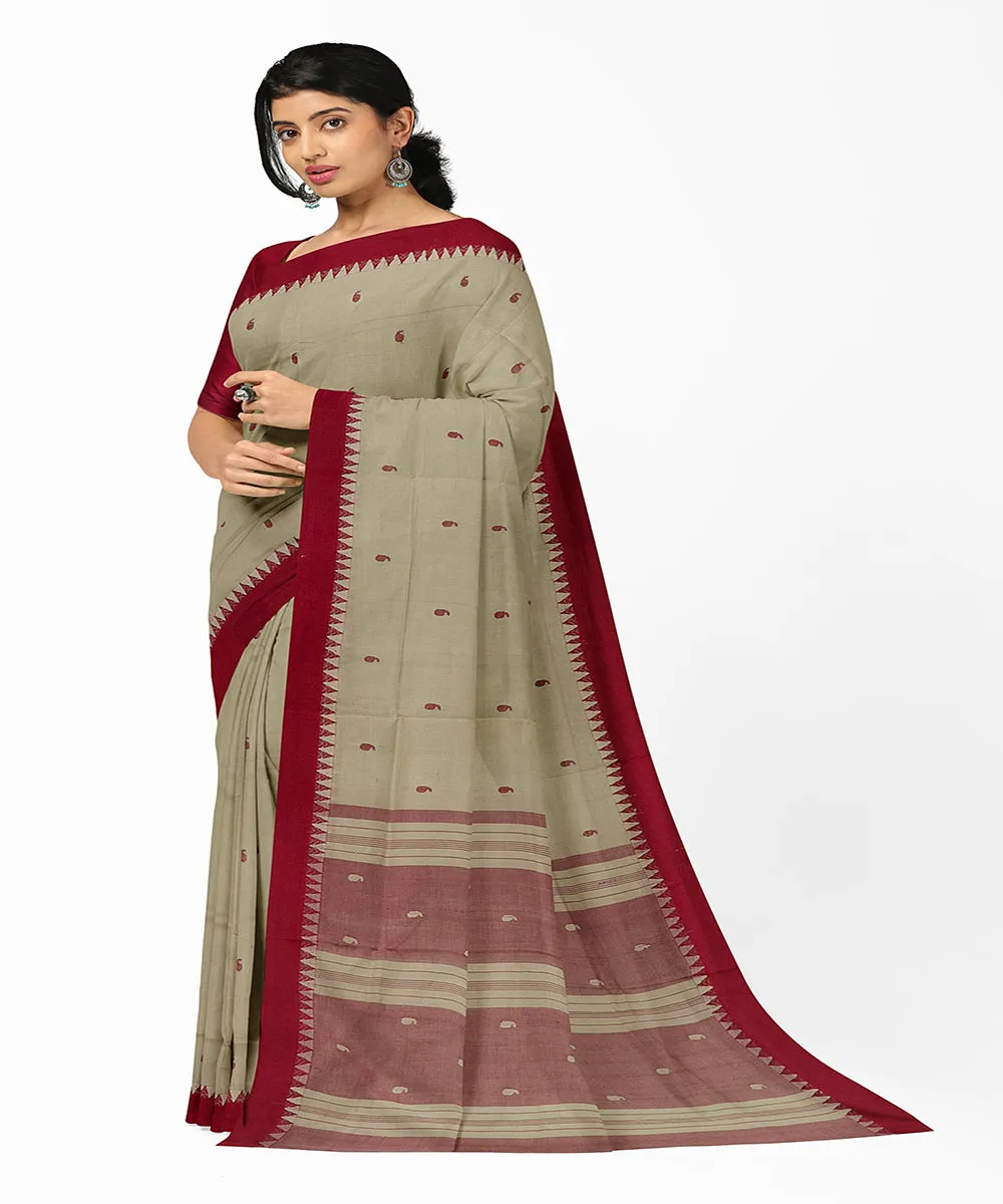 Grey butta handwoven rajahmundry cotton saree