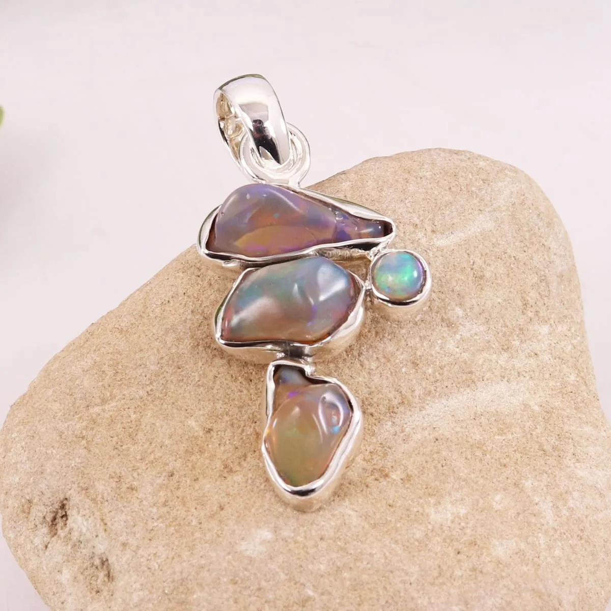 Handmade Natural Raw Ethiopian Opal Gemstone Pendant, 925 Sterling Silver Opal Pendant, Ethiopian Opal Silver Pendant, Crystal Pendant