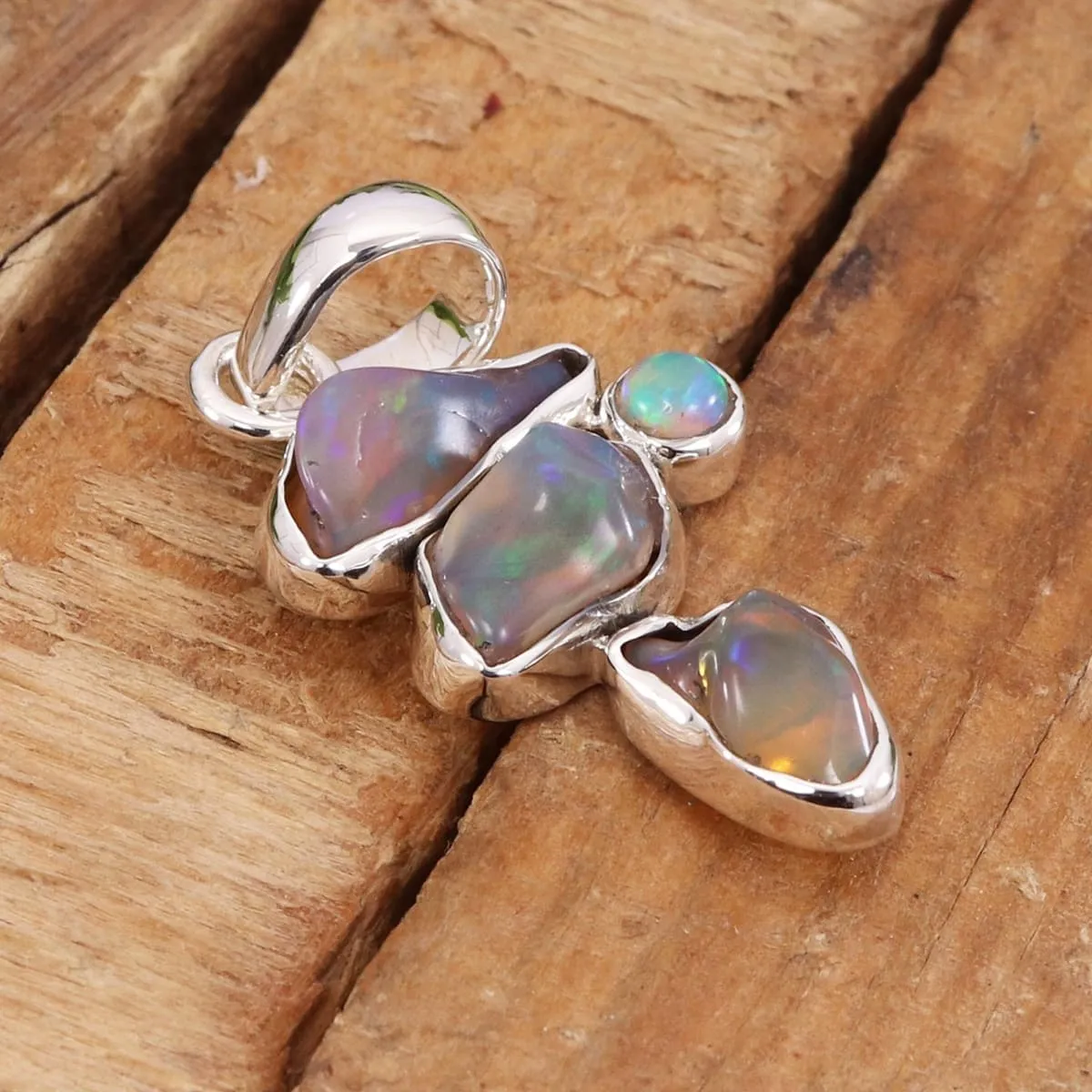 Handmade Natural Raw Ethiopian Opal Gemstone Pendant, 925 Sterling Silver Opal Pendant, Ethiopian Opal Silver Pendant, Crystal Pendant