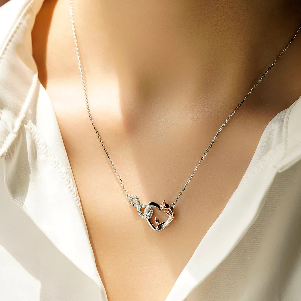 Infinity Heart Pendant with Rose