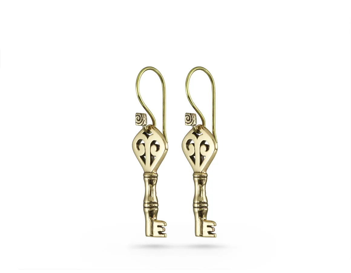 Key Earrings - Bronze