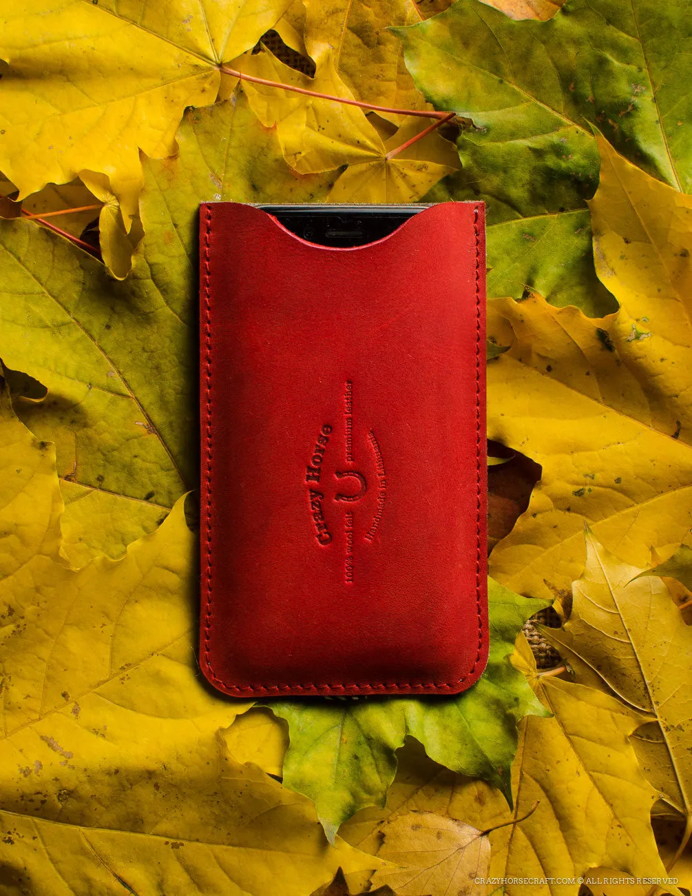 Leather iPhone Case with Card Pocket | AutumnRed