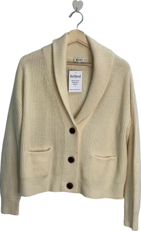 Lilysilk Cream Ribbed Shawl Collar Cardigan UK S