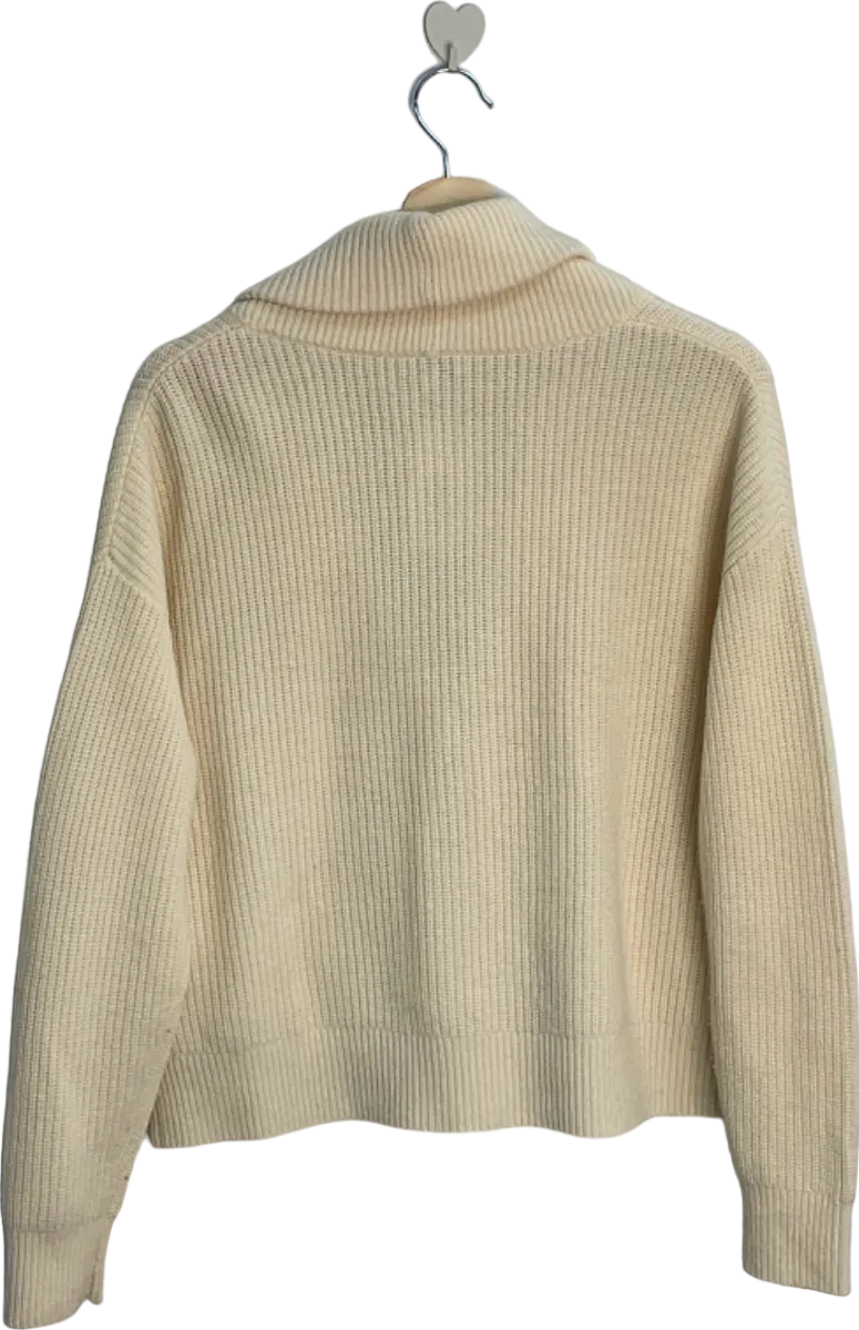 Lilysilk Cream Ribbed Shawl Collar Cardigan UK S