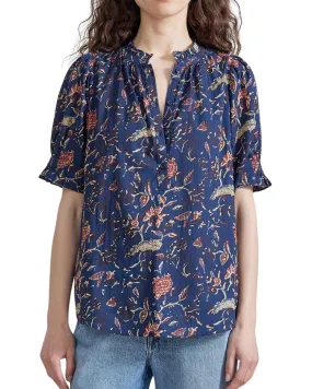 Los Altos Top (Indigo Jardin Block Print)