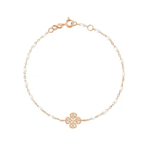 Lucky Clover Classic Gigi White diamond Bracelet, Rose Gold, 6.7"