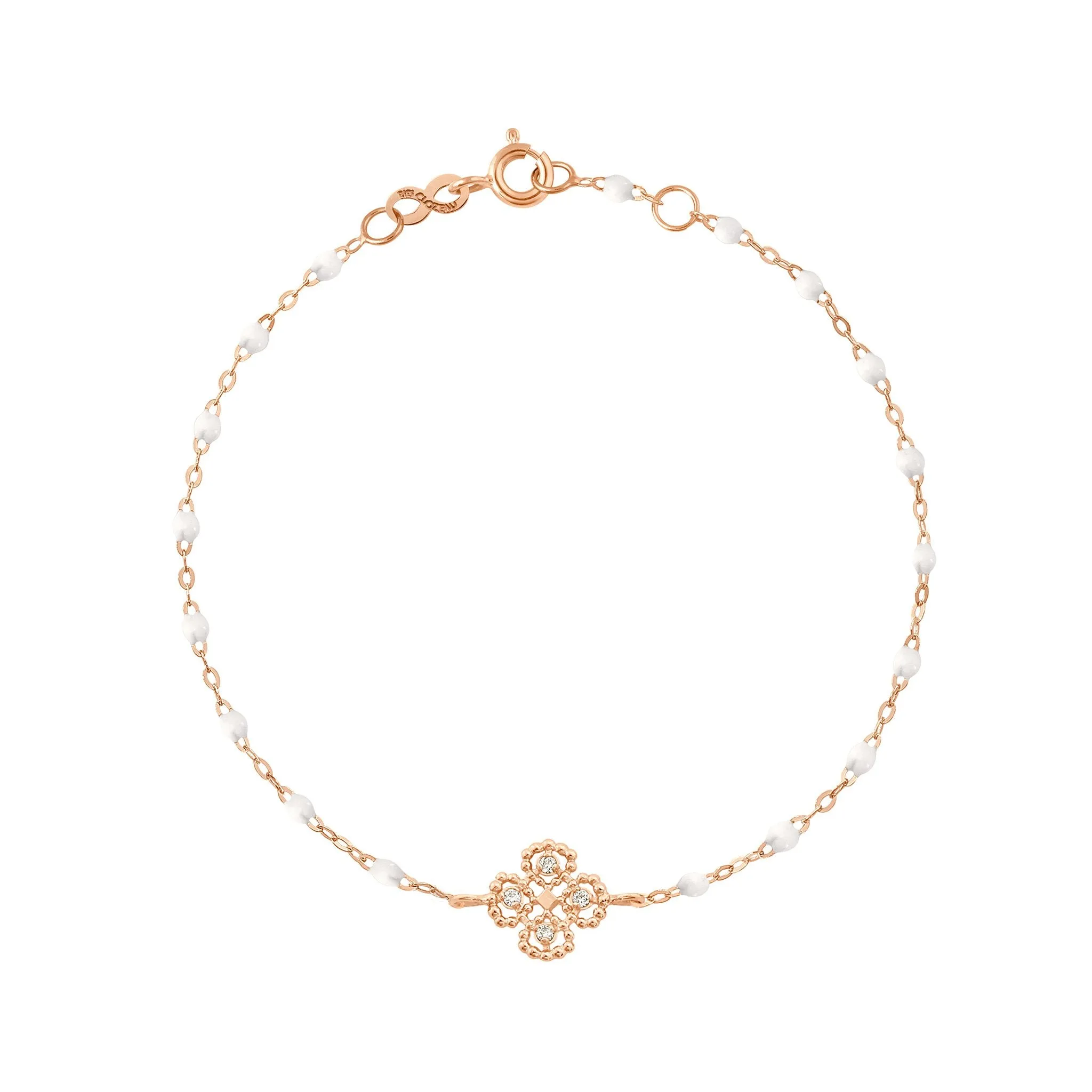 Lucky Clover Classic Gigi White diamond Bracelet, Rose Gold, 6.7"