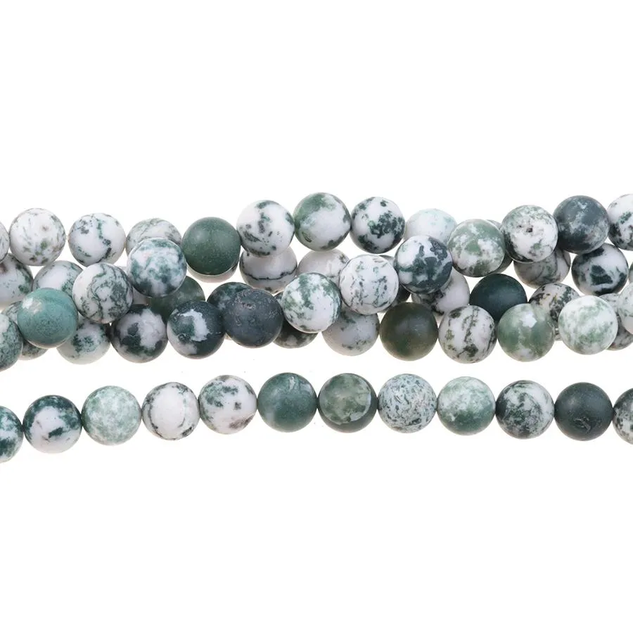 MATTE Tree Agate 10mm Round - 15-16 Inch