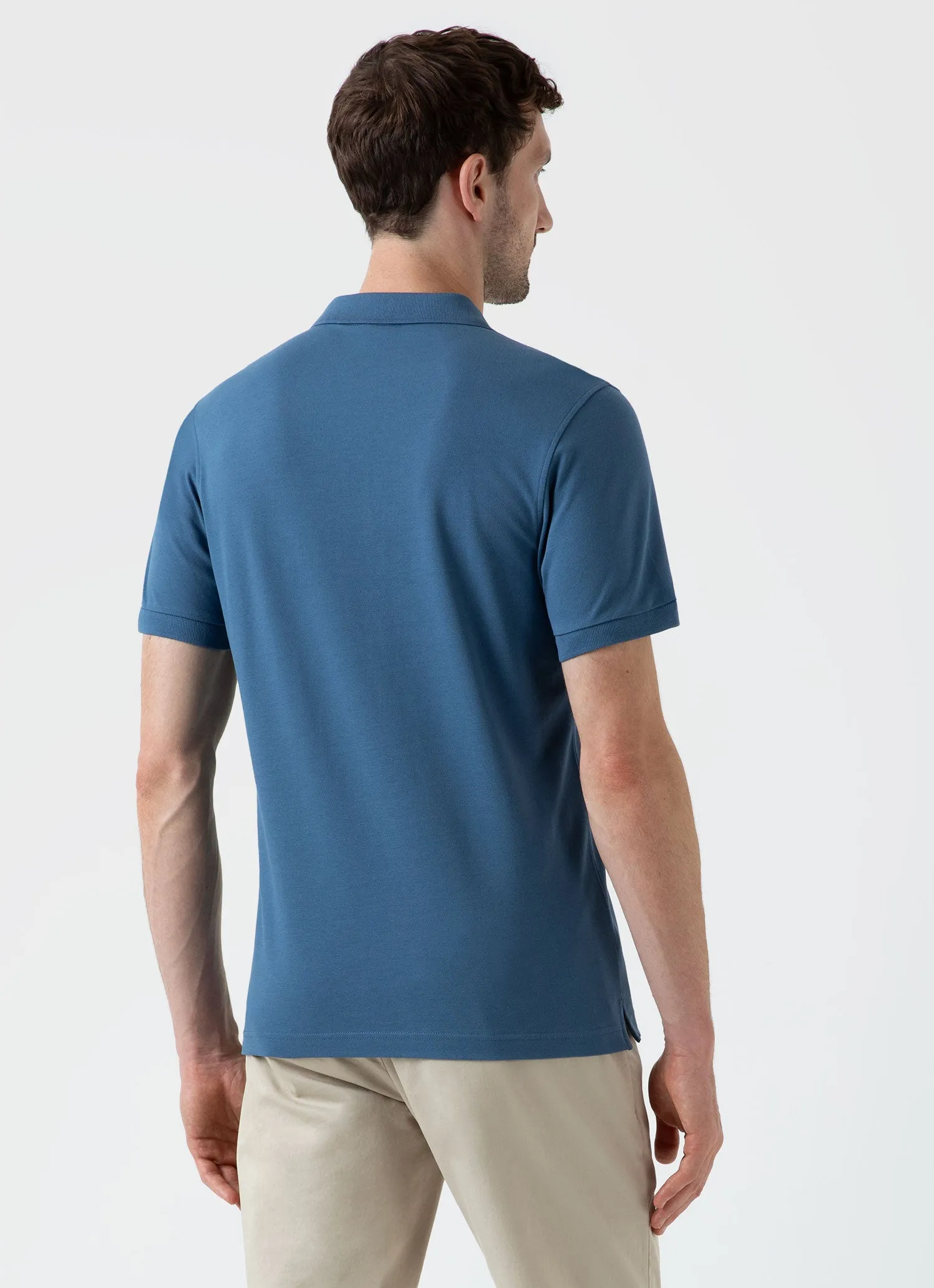 Men's Piqué Polo Shirt in Steel Blue