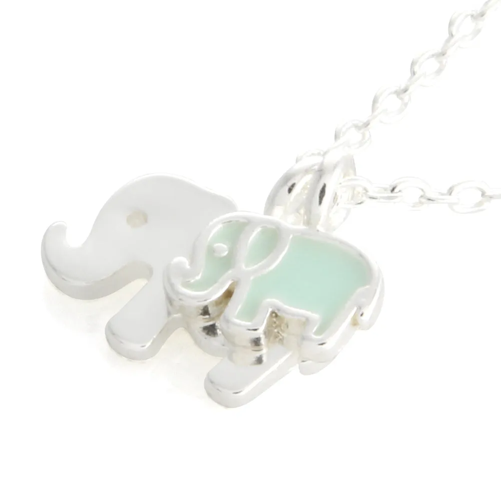 Mom and Baby Elephants Necklace