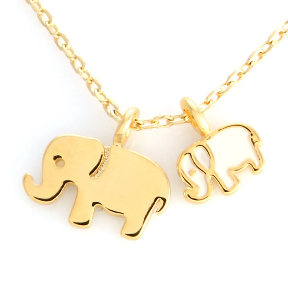 Mom and Baby Elephants Necklace