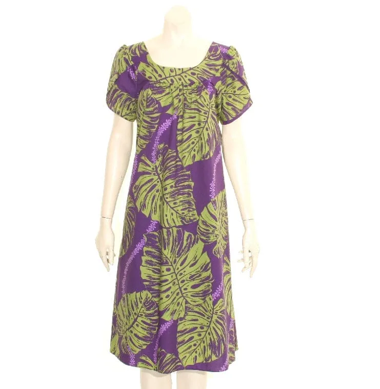 Monstera Leaf Tulip Sleeve Dress