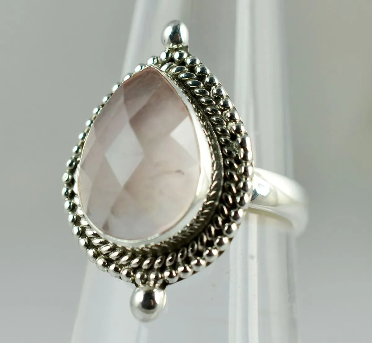 Navya Craft Rose Quartz 925 Solid Sterling Silver Handmade Women Ring Sizes 4 to 13 (US)